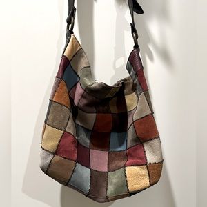 Lucky Brand Vintage Leather Patchwork Boho Handbag